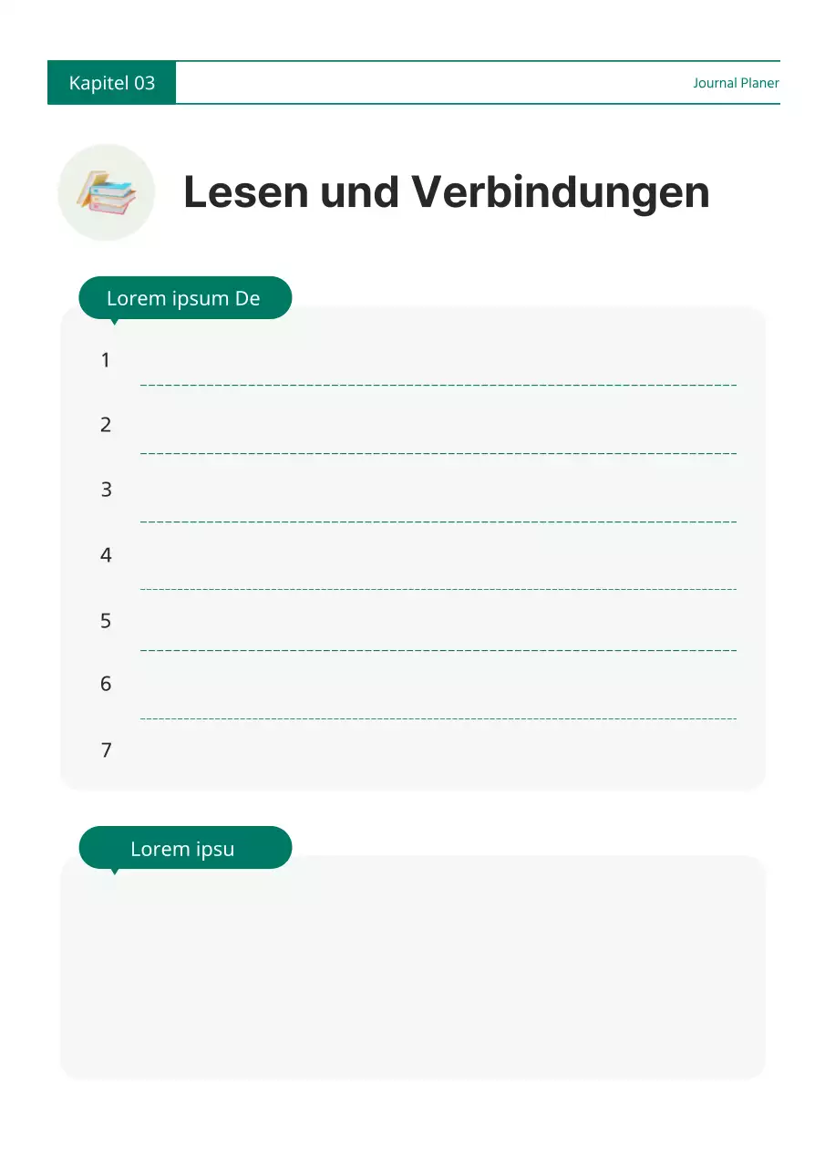 Ein einfacher grün-weißer Journal-Planer