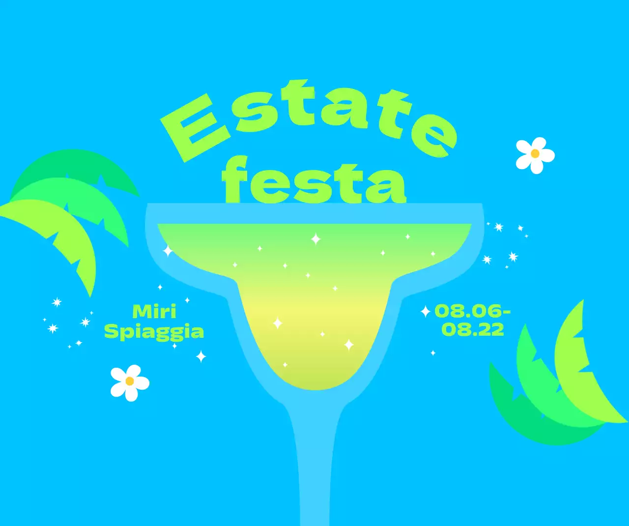 Un festival estivo fresco e rinfrescante con palme e fiori