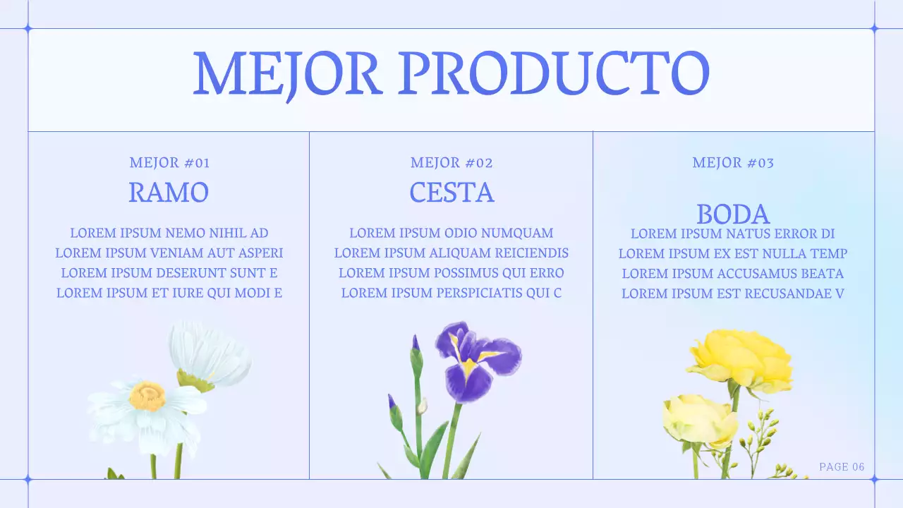 Resumen de marca para una sencilla floristería en azul y morado