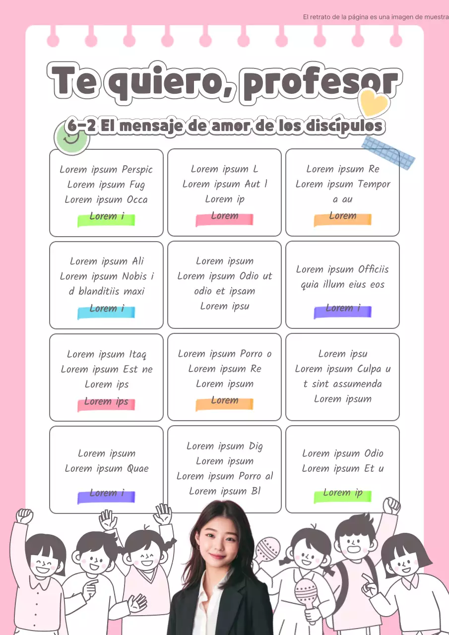 Bonito material de papelería rosa y marrón para el Día del Profesor