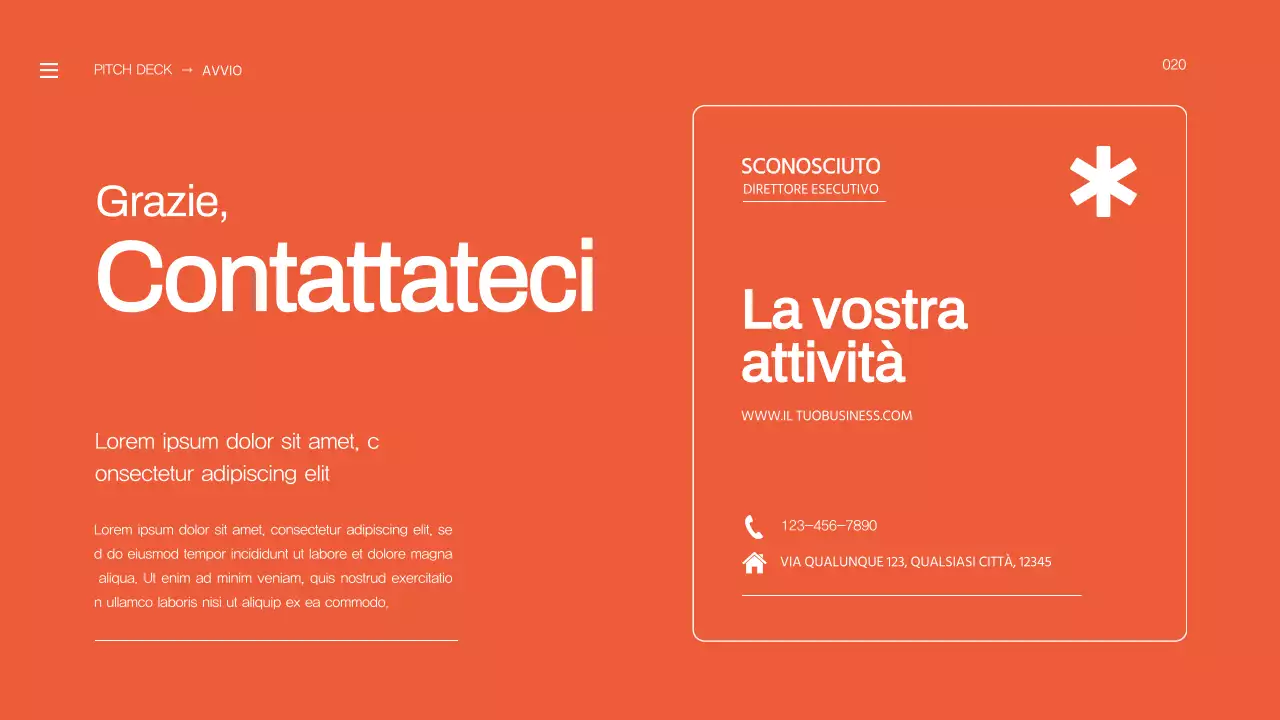 Proposta di lancio di un'impresa in grassetto arancione