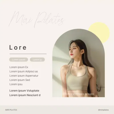 Istruttore di Pilates moderno in beige e giallo per promuovere il vostro profilo