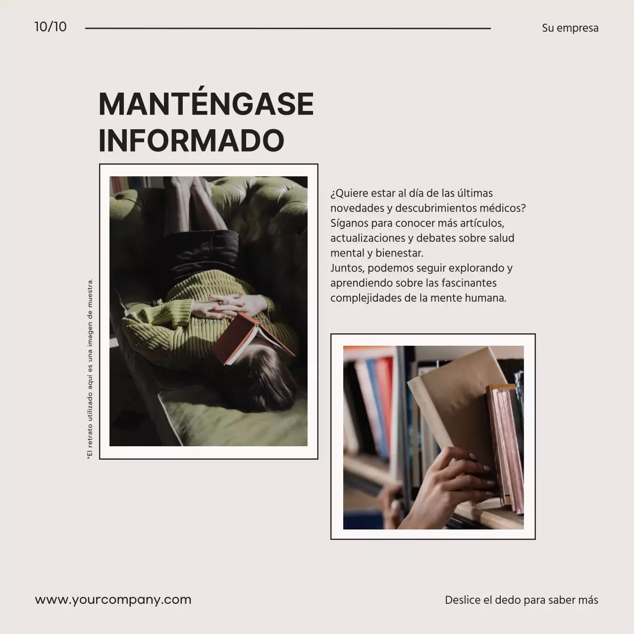 Promoción de un blog médico moderno en beige y negro