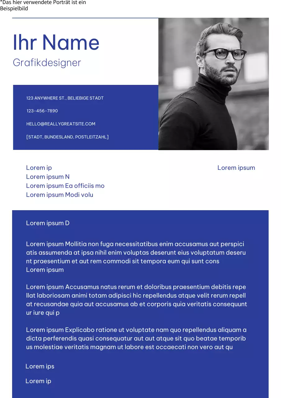 Blaues und weißes modernes Anschreiben zur Einstellung von Mitarbeitern