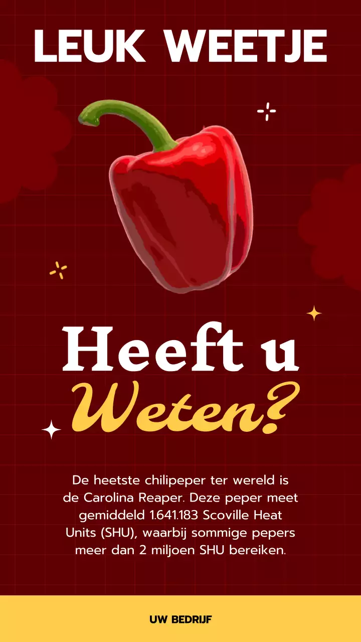 Rood en geel vet Fun Fact Publiciteit
