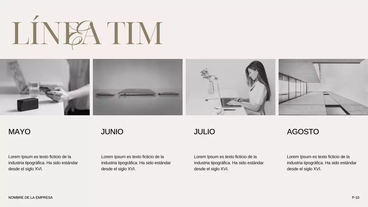 Marfil Caqui Negro Moderno Elegante Presentación de la empresa