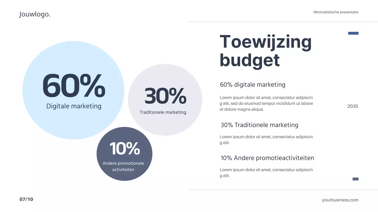 Wit Blauw Minimaal Eenvoudig Marketingplan Strategie