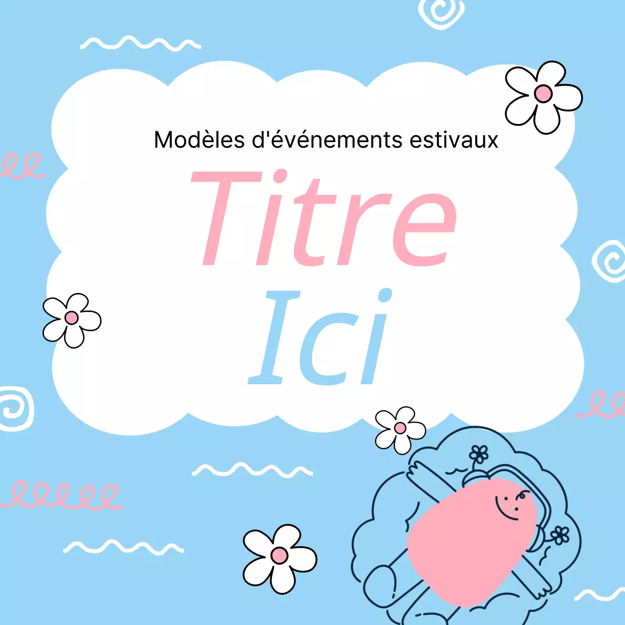 Jolie couverture de cadre de titre en bleu clair et rose