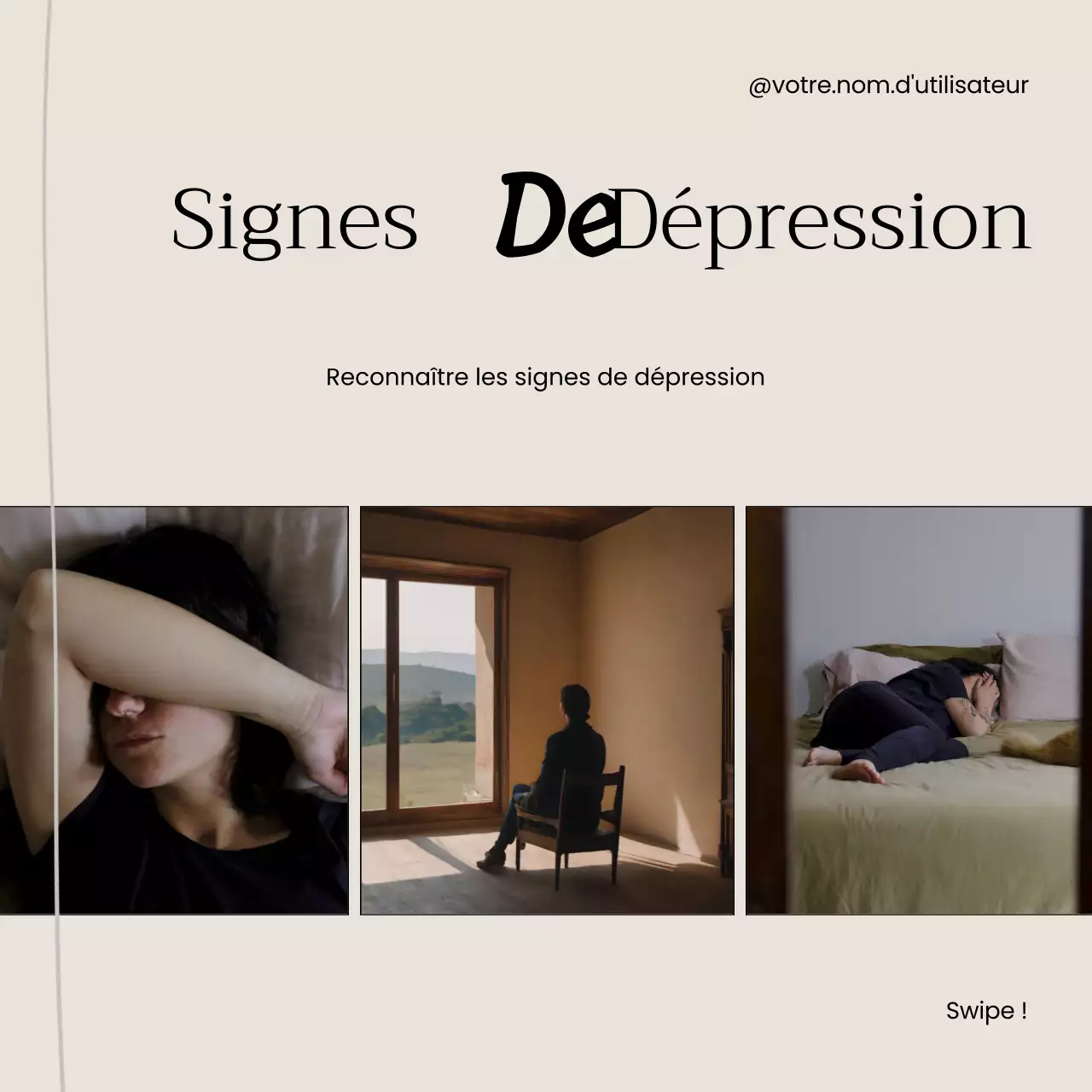 Matériel de conférence minimal sur la santé mentale (beige et noir)