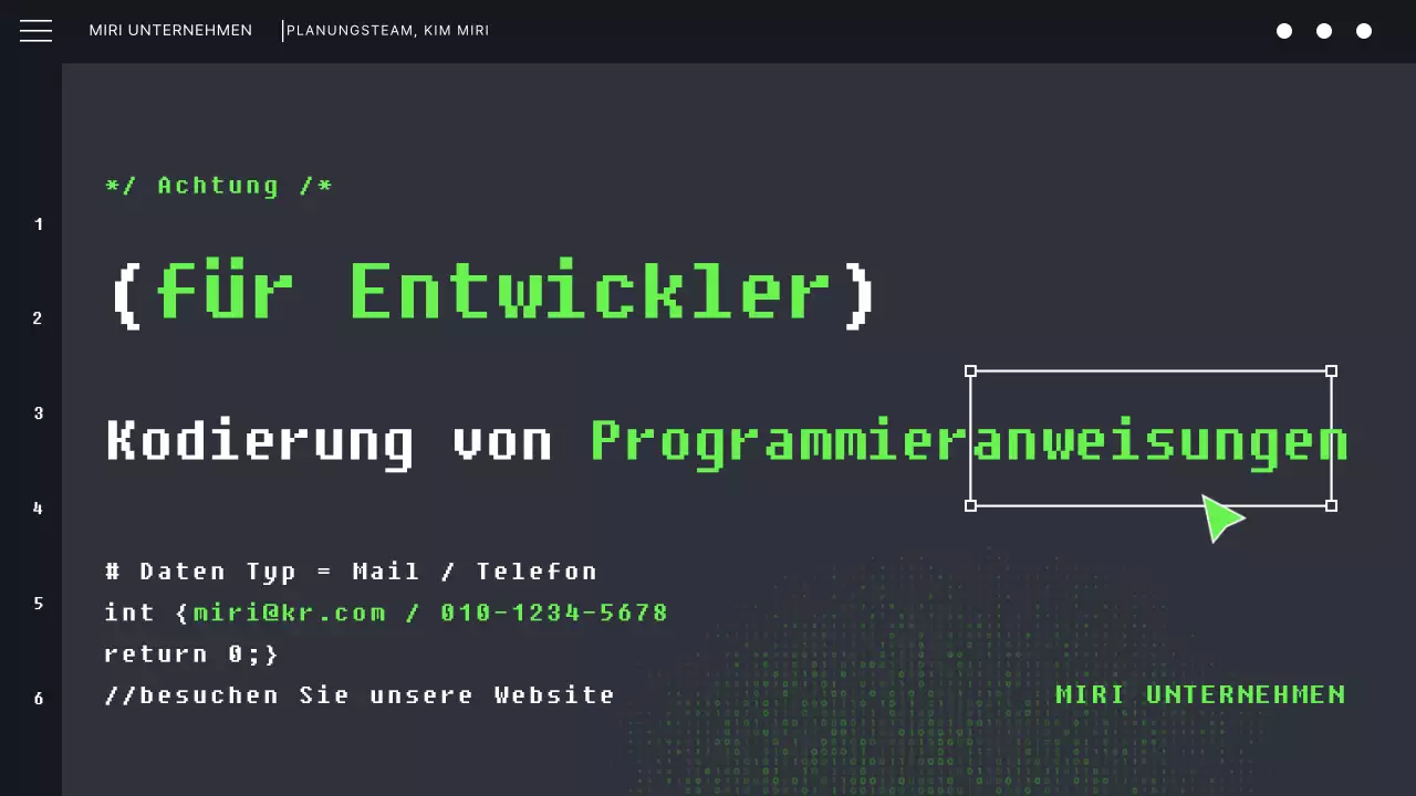 Black and Mint's Cyberpunk Developer Coding Programm Prospekt