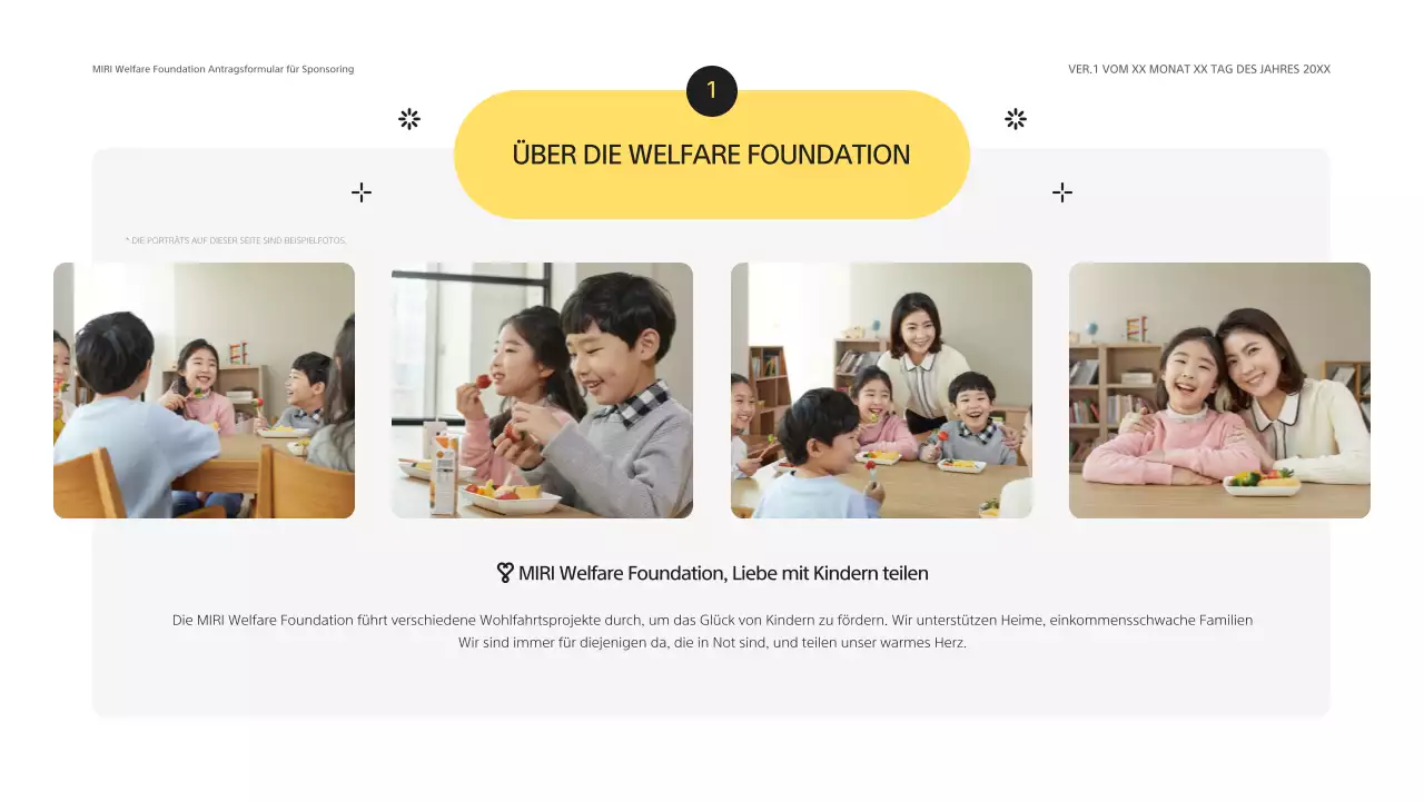 Gelber und grauer Vorschlag für eine Kinderpatenschaft für die Welfare Foundation