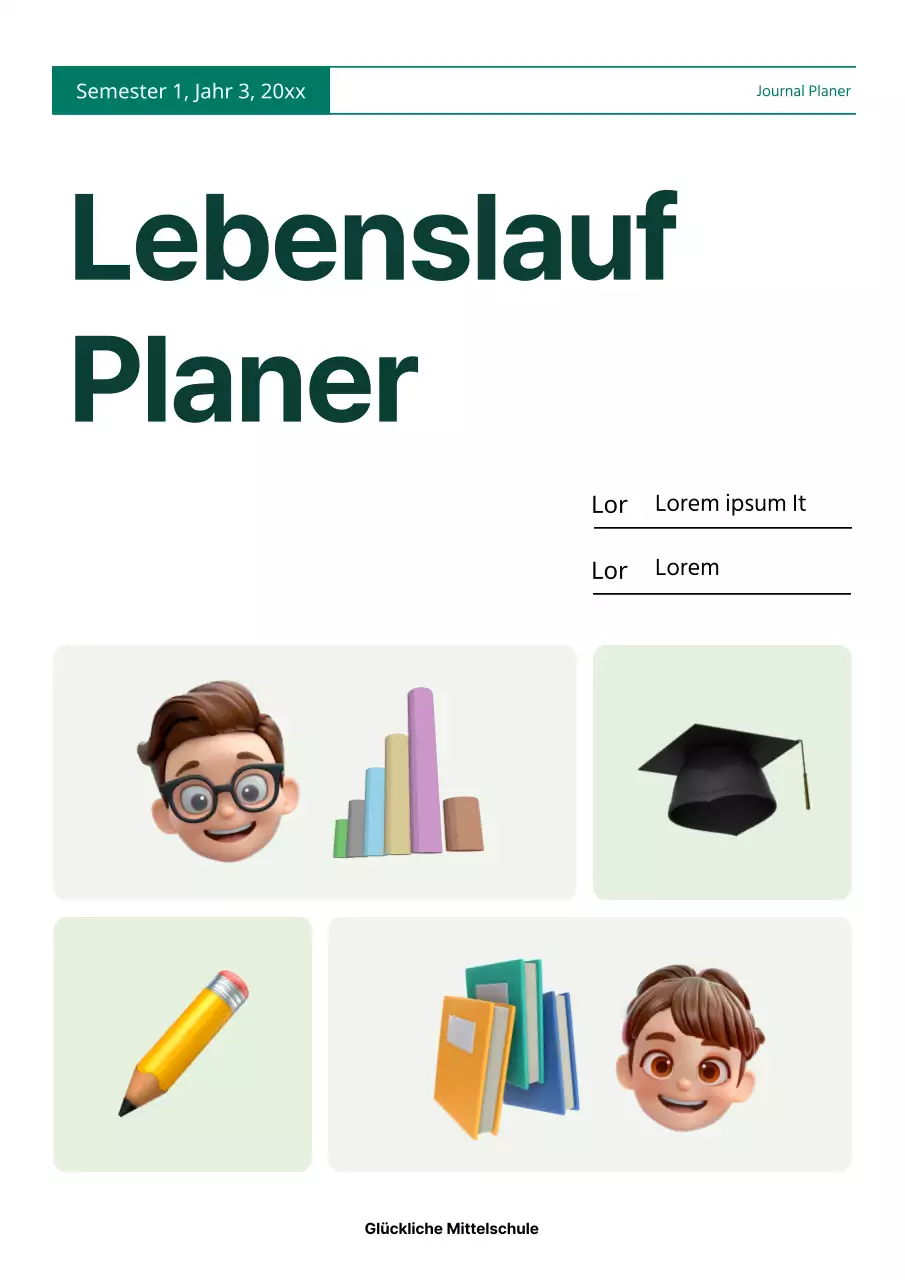 Ein einfacher grün-weißer Journal-Planer