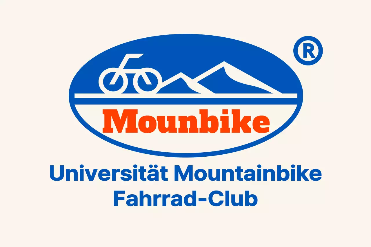 Mountainbike-Club mit einem einfachen Logo mit Bergen und Fahrrädern