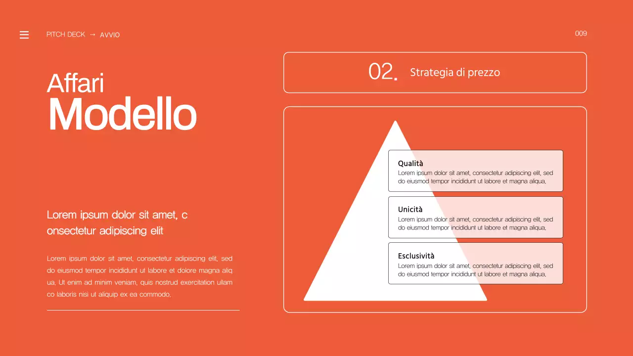 Proposta di lancio di un'impresa in grassetto arancione