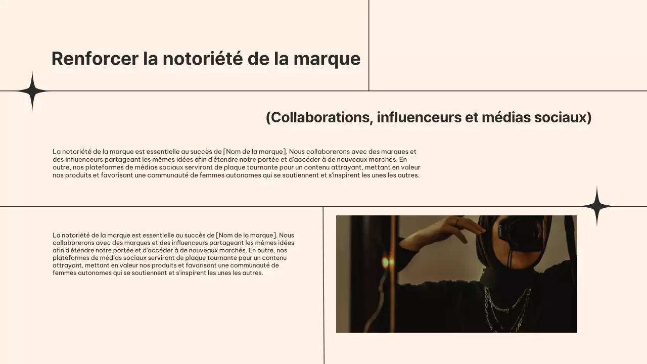 Beige elefant femme business product pitch