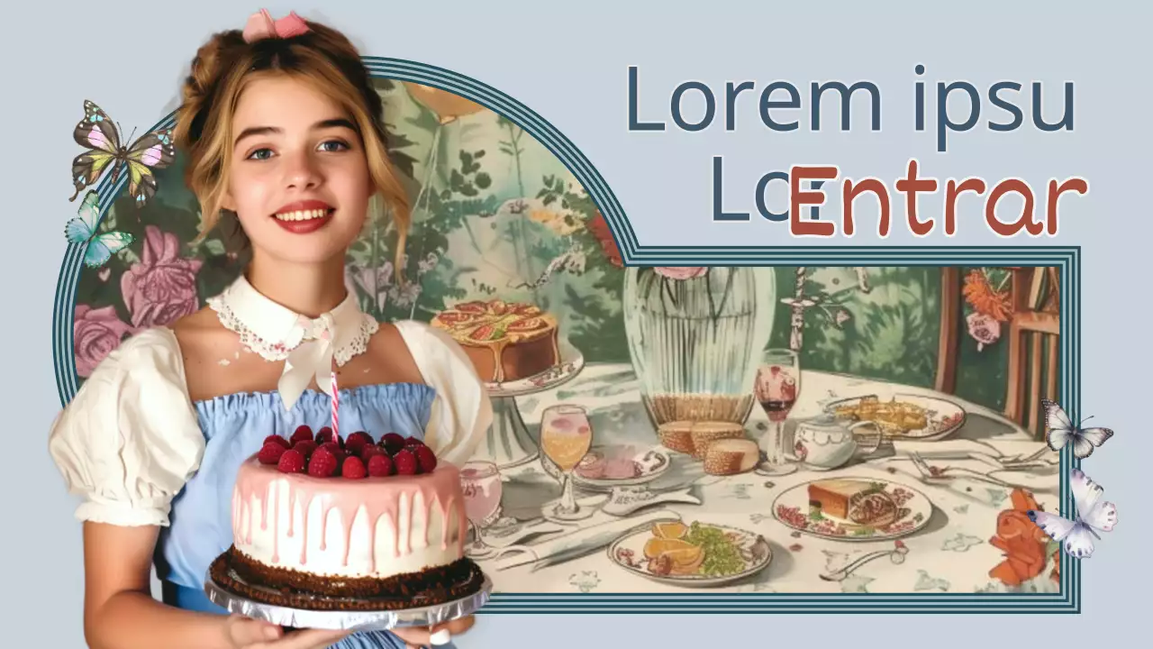 Promover um vlog de festa de aniversário vintage azul e castanho