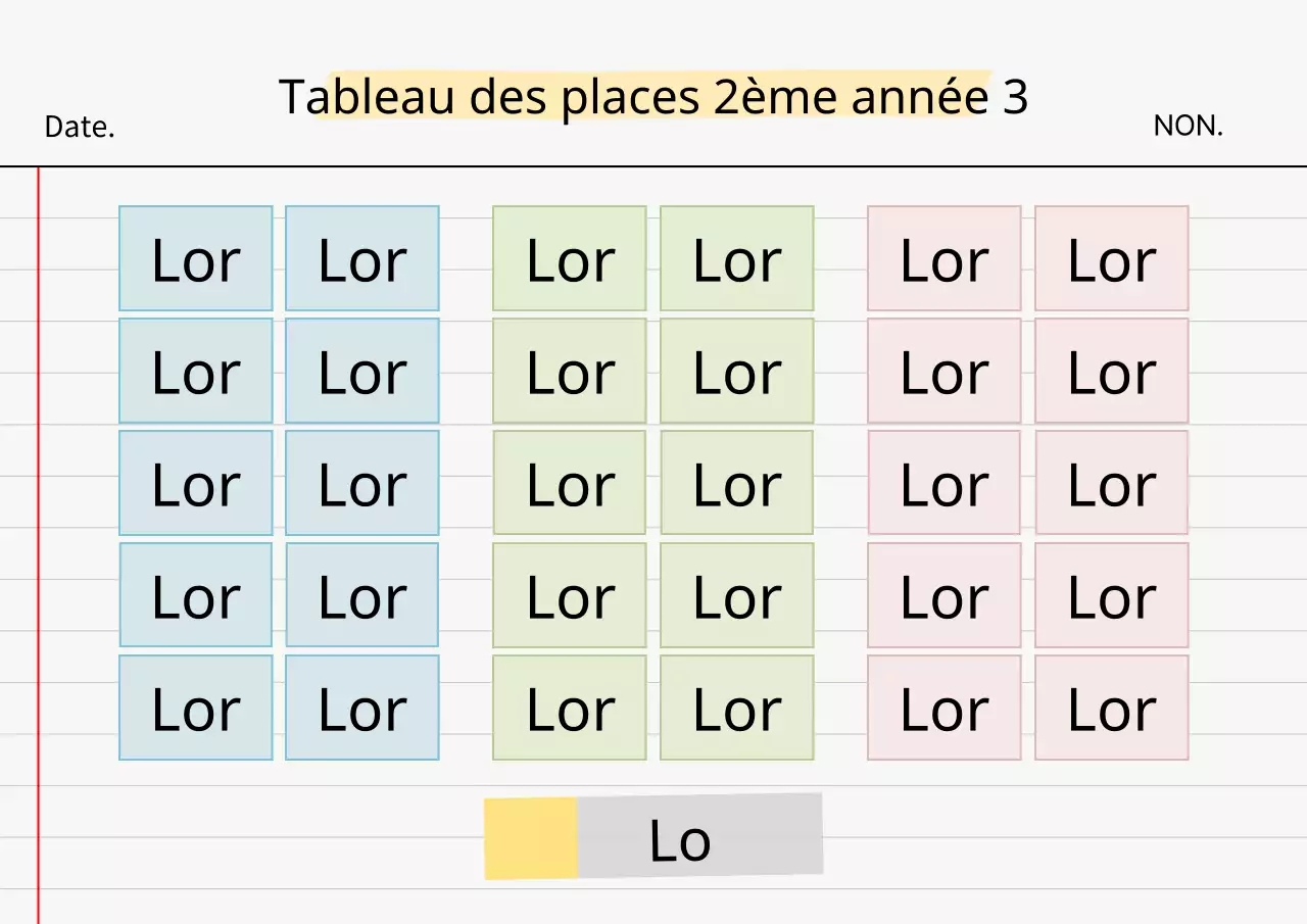 A propos du plan de table de l'école blanche et jaune