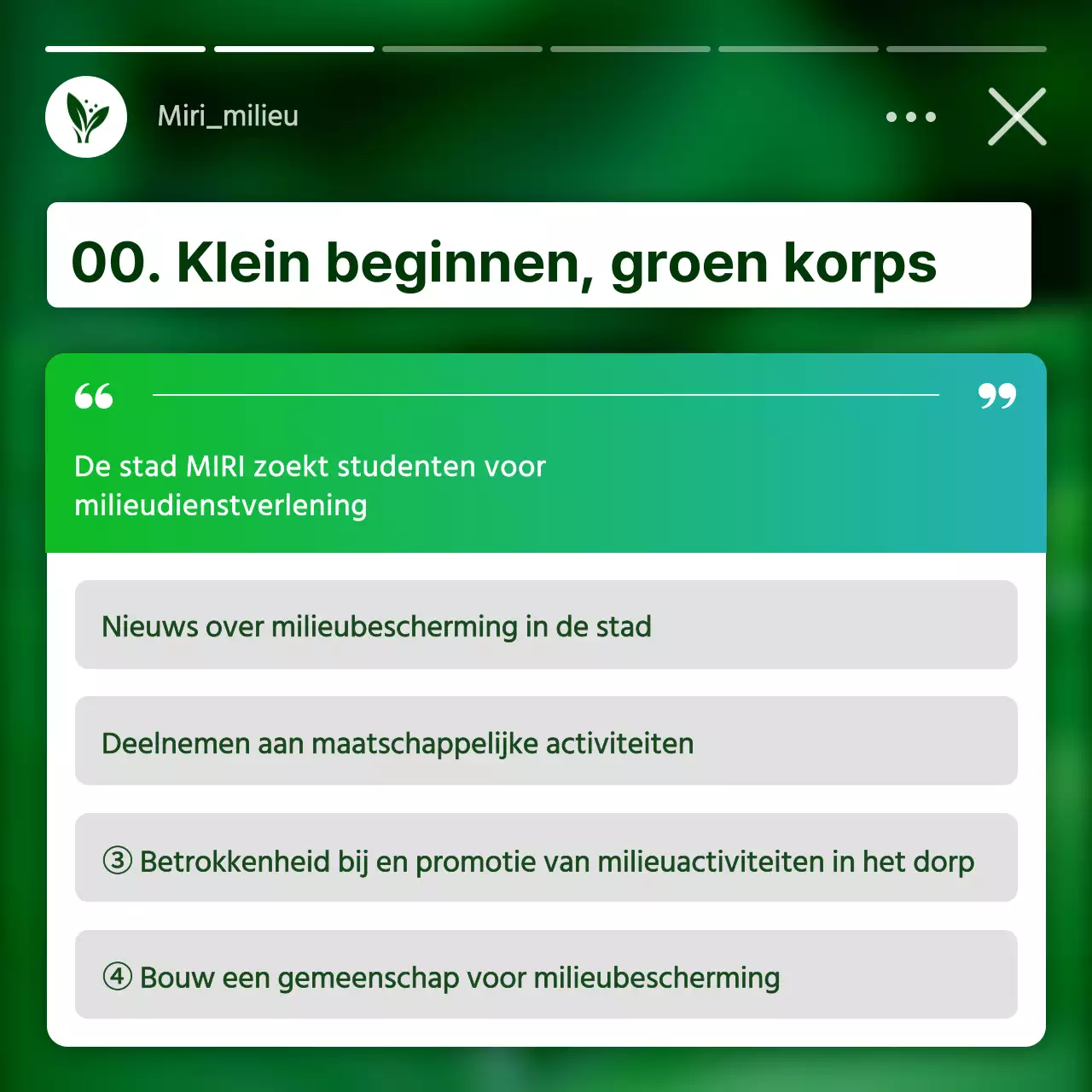 Groene, witte en moderne werving van milieuvrijwilligers bevorderen