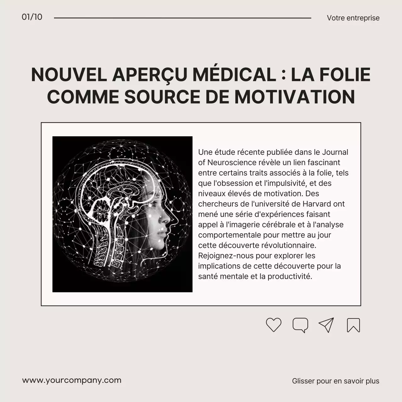 Promotion d'un blog médical moderne beige et noir