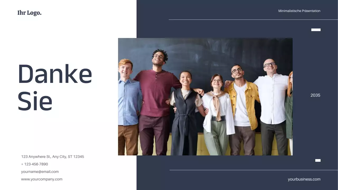 Weiß Blau Minimal Einfacher Marketingplan Strategie