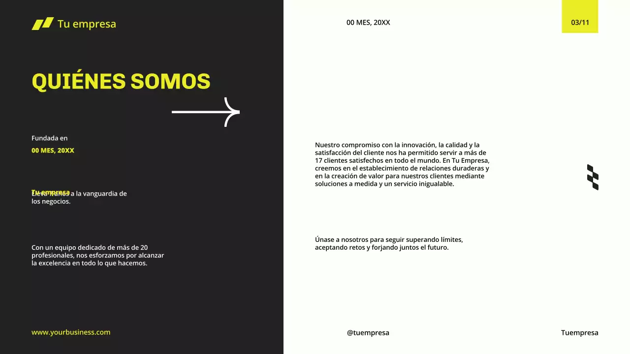 Amarillo Negro Minimal Moderno Perfil de Empresa para Presentación de Empresa
