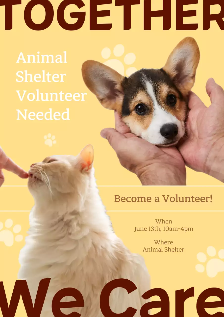 Yellow Simple Volunteer Promotion Poster