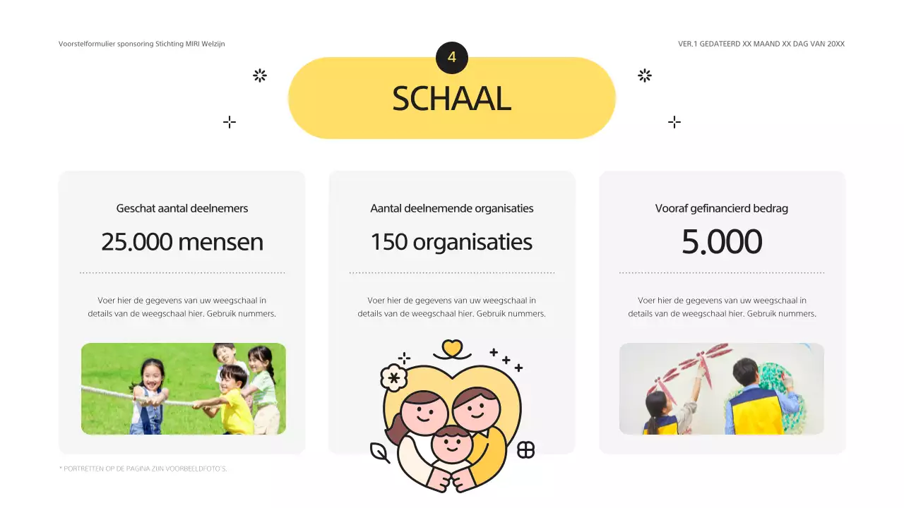 Geel en grijs voorstel voor kindersponsoring voor de Welfare Foundation