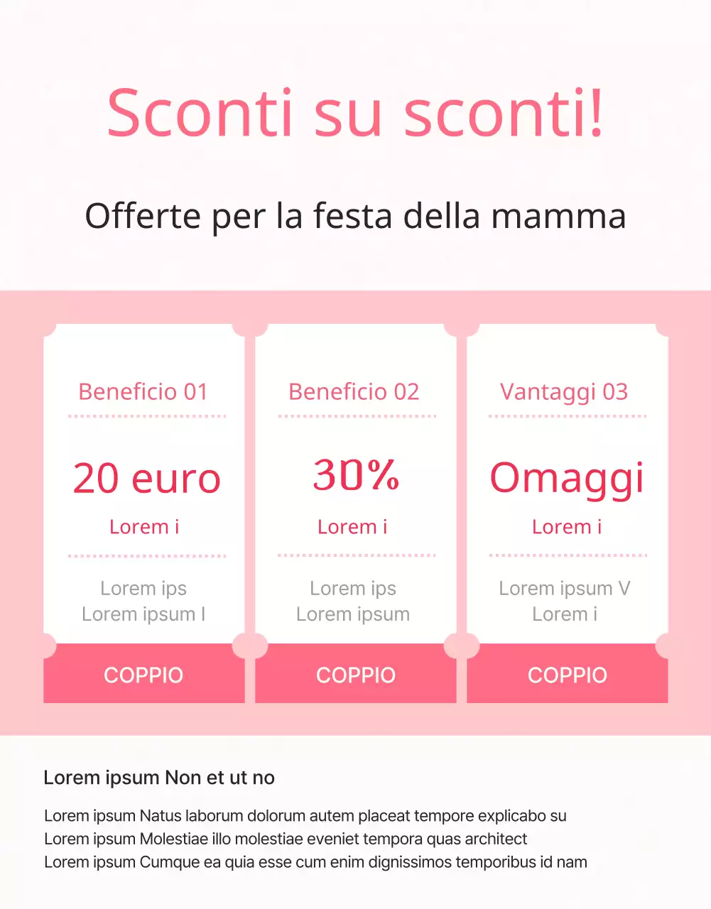 Simpatico annuncio di offerta per la festa della mamma in rosa e avorio