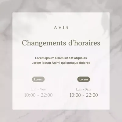 Un guide simple, en kaki et blanc, pour modifier vos horaires d'ouverture