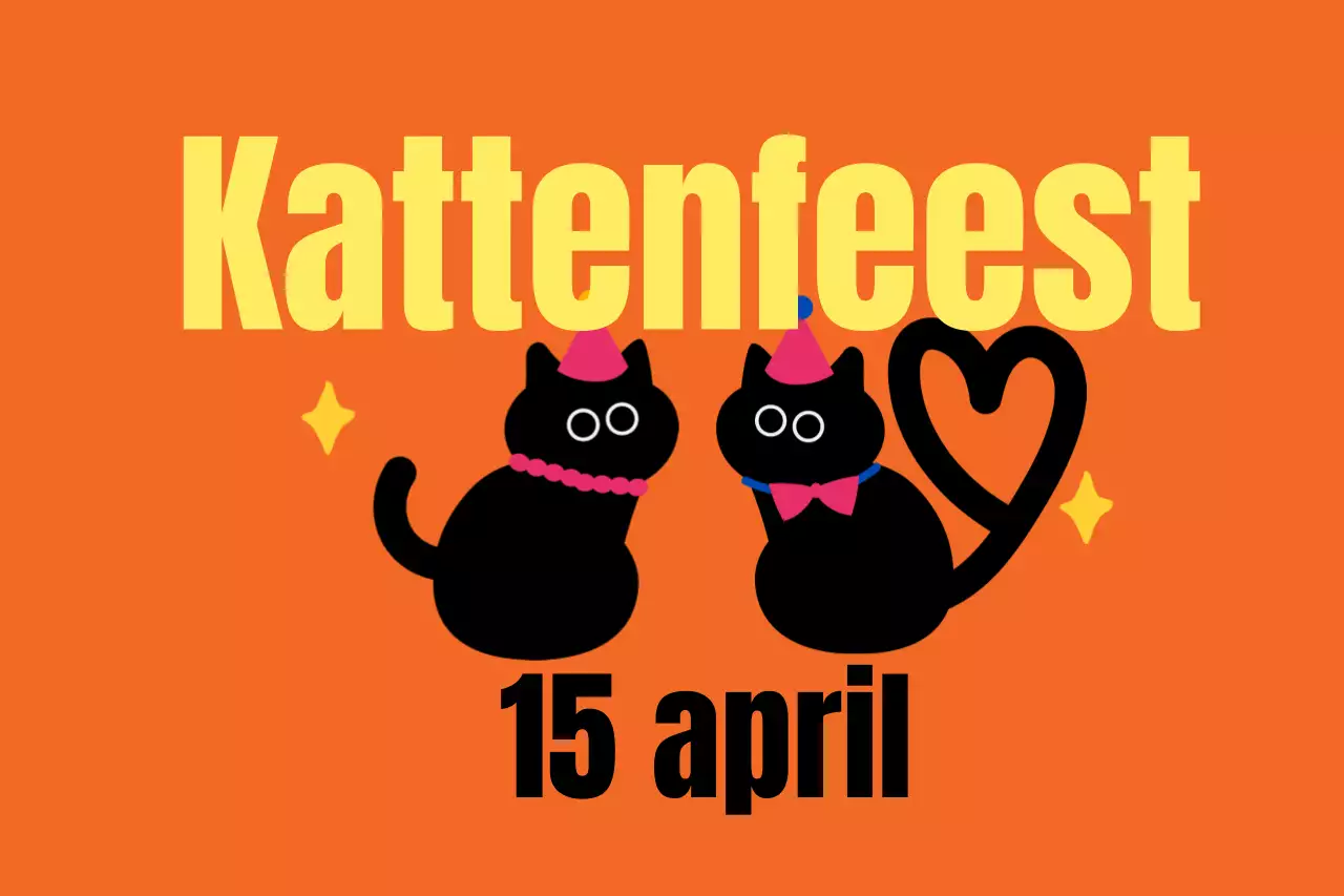 Kattenfeest met kattenillustraties en schattige lettertypes
