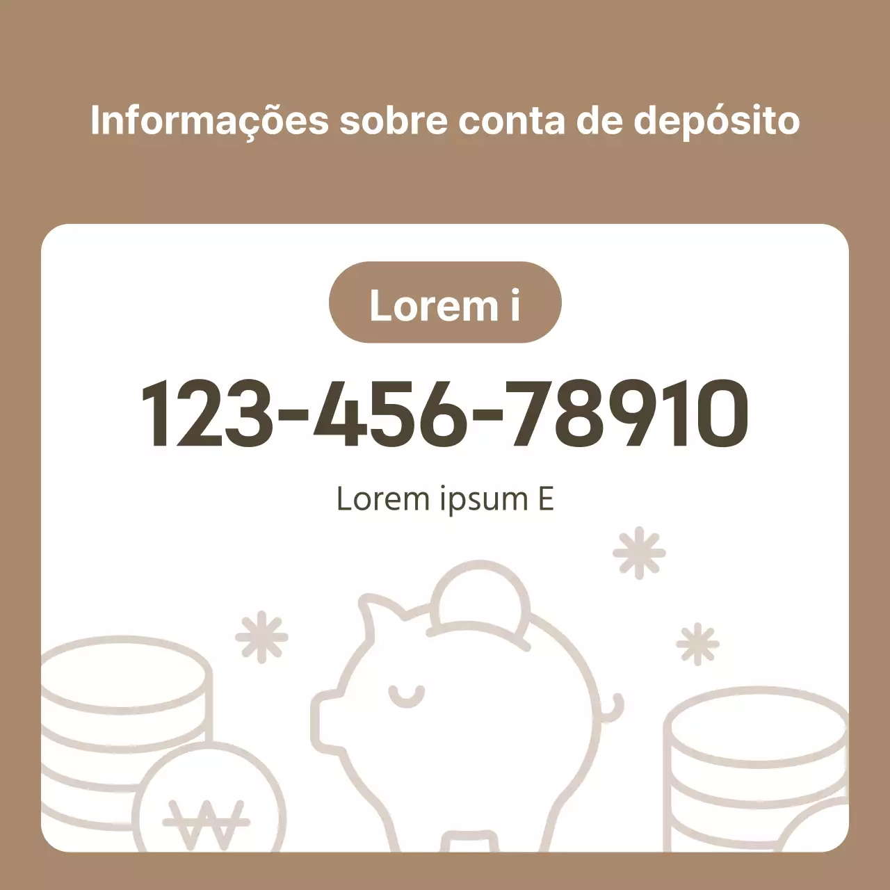 Anúncio de conta de depósito simples e castanha
