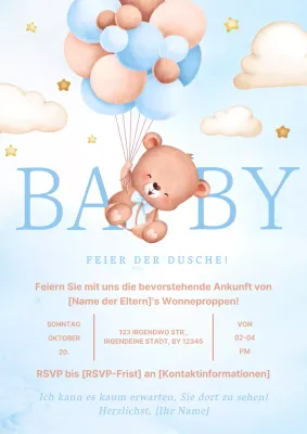 Himmelblau Fantasy Baby Dusche Einladung