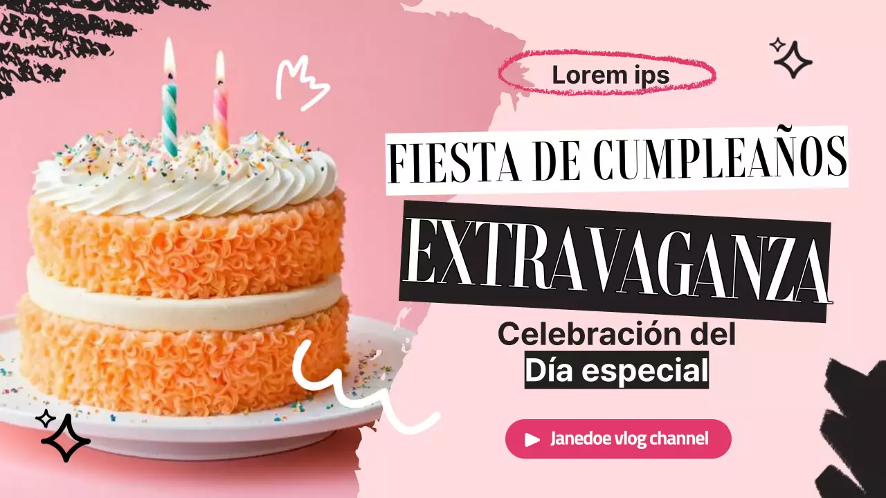 Pink Black Modern Birthday Bash Extravaganza Cumpleaños Vlog