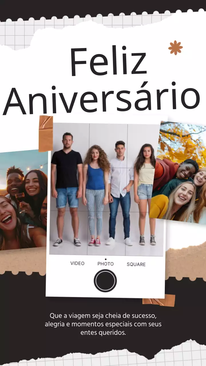 Modelo de saudação de aniversário moderno a preto e branco para um amigo
