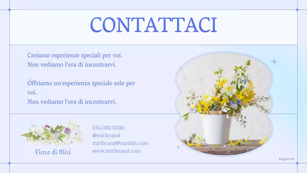 Un semplice brief sul marchio di una piccola impresa di fiori blu e viola
