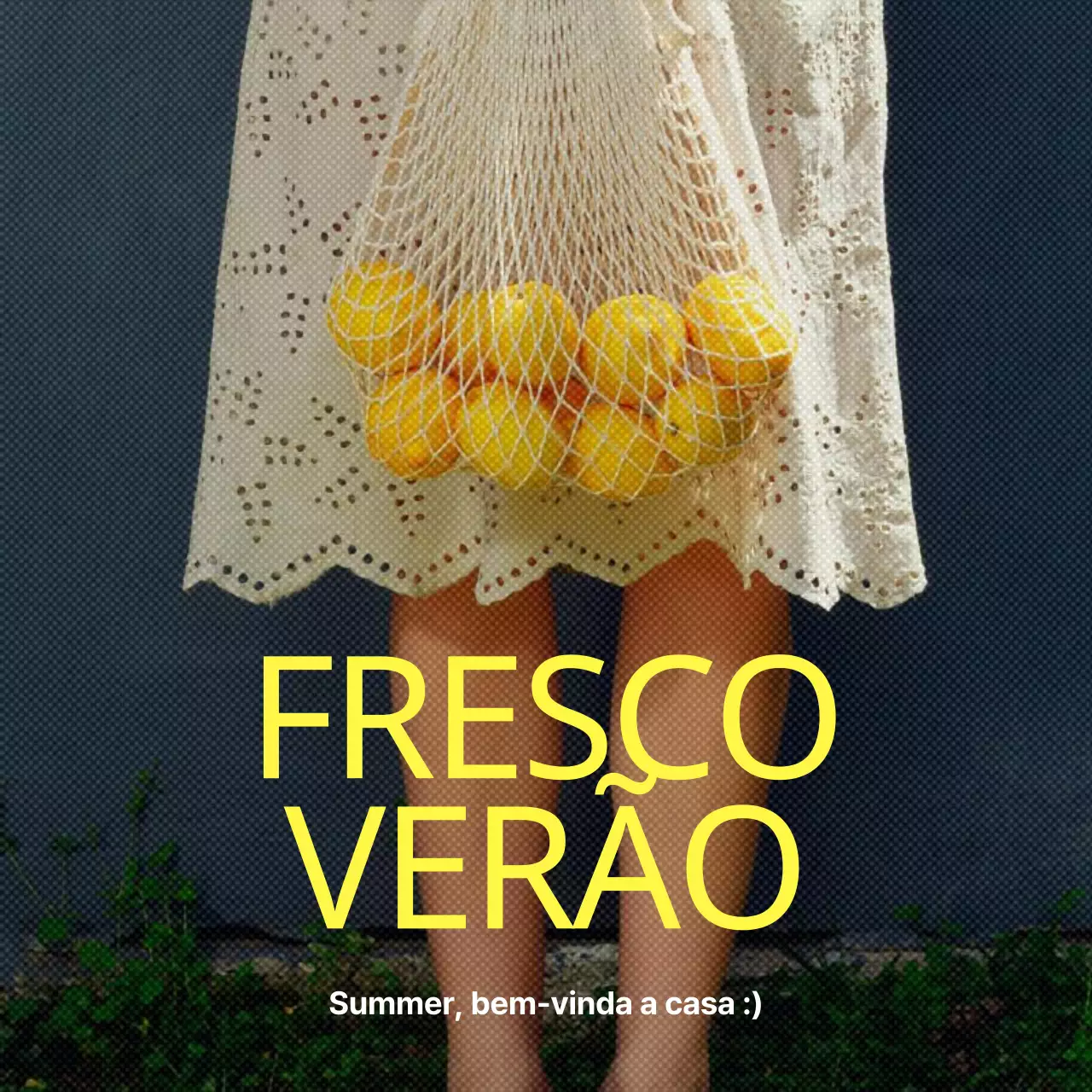 Mensagens emocionais de verão em amarelo e azul