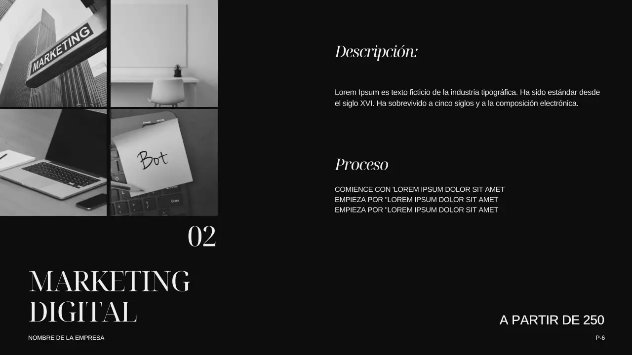 Marfil Caqui Negro Moderno Elegante Presentación de la empresa