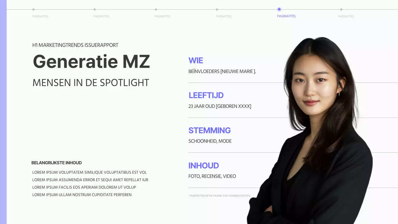 Eenvoudig trendrapport over marketingkwesties in paars en zwart