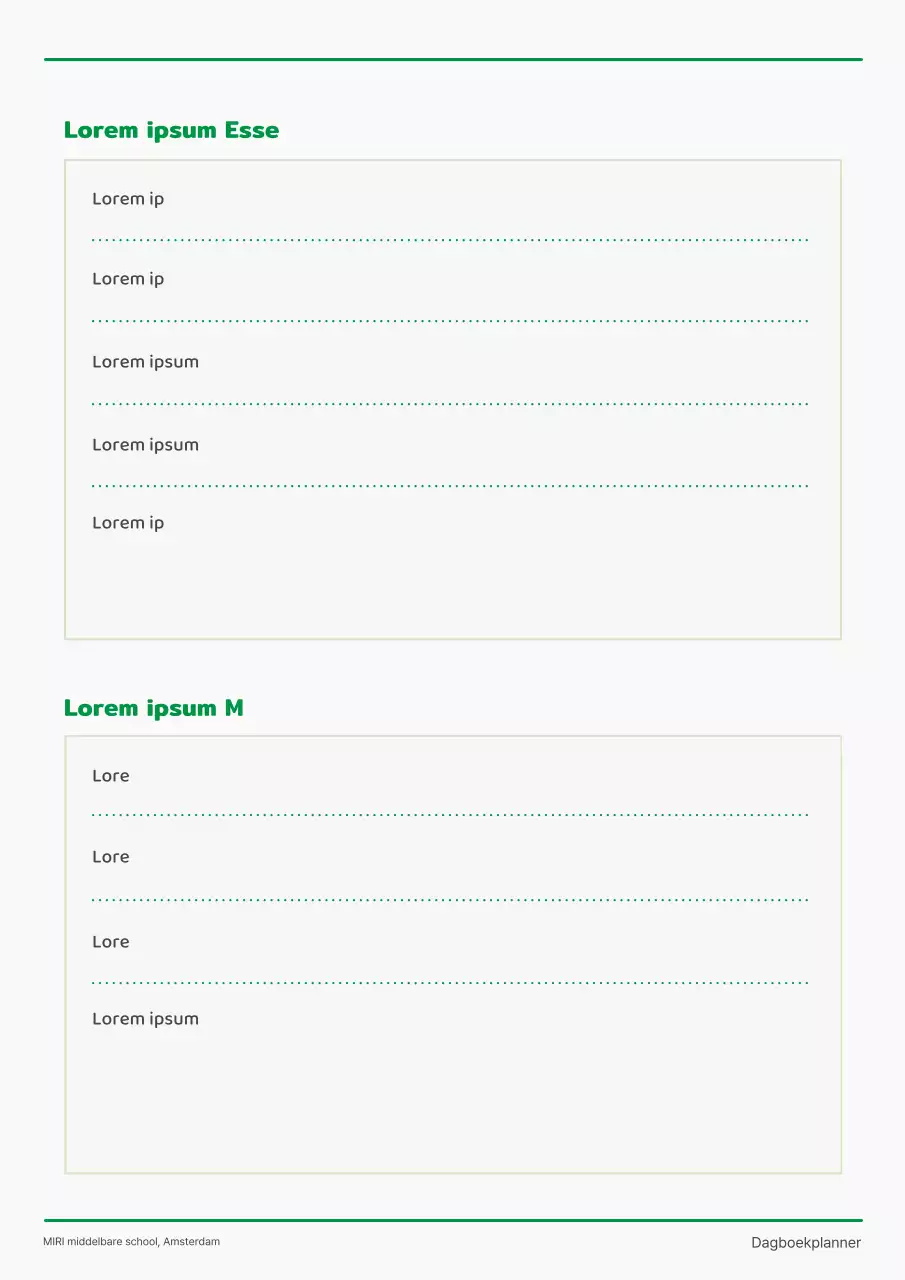 Jaarplanner voor school met leuke groene en witte studentenfiguren