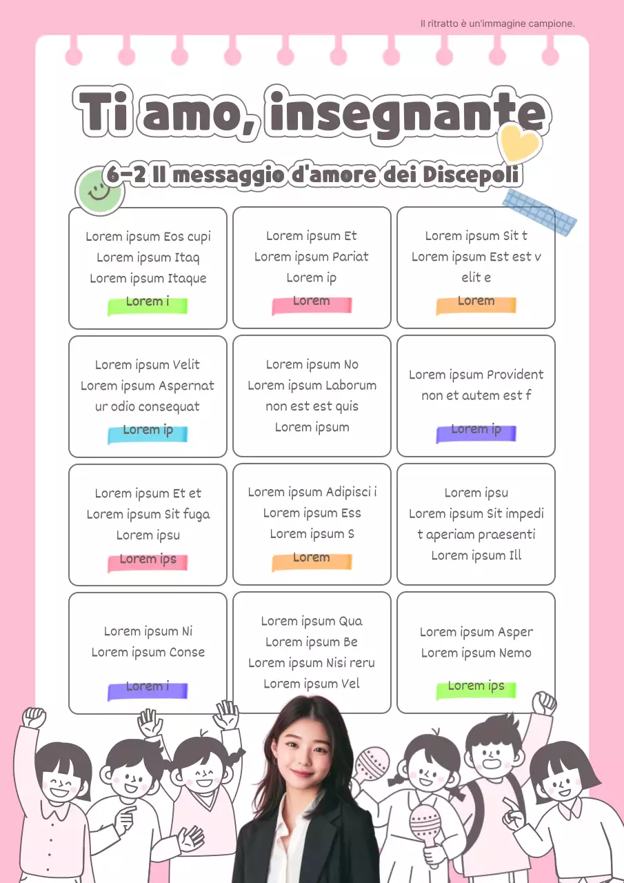 Simpatici articoli di cancelleria per la festa dell'insegnante in rosa e marrone