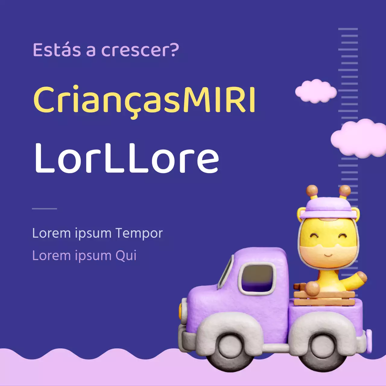 Promover uma clínica de crescimento em altura roxa e cor-de-rosa e fofinha