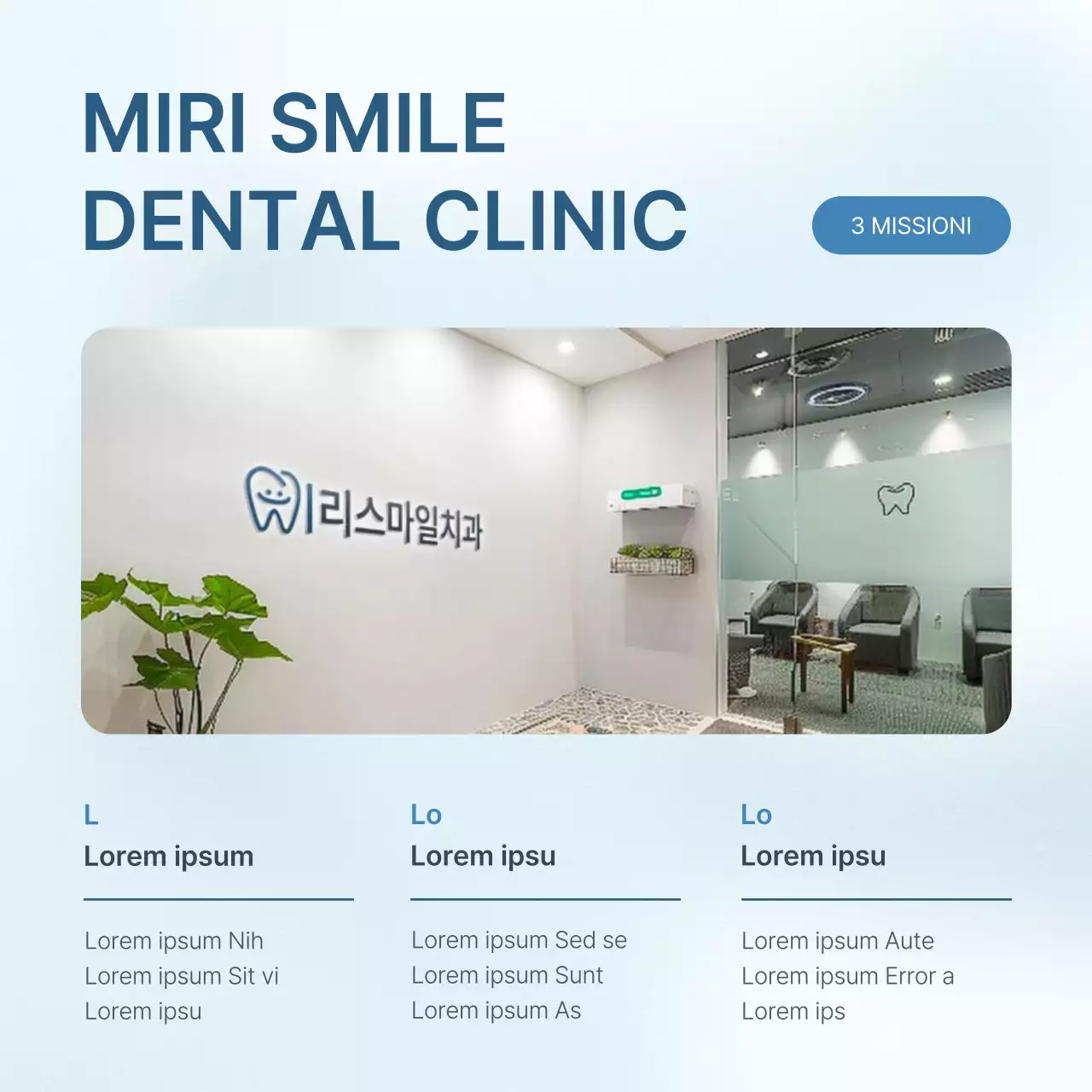 Un semplice kit di social media per il marketing dello studio dentistico, di colore bianco e azzurro, per promuovere lo studio.