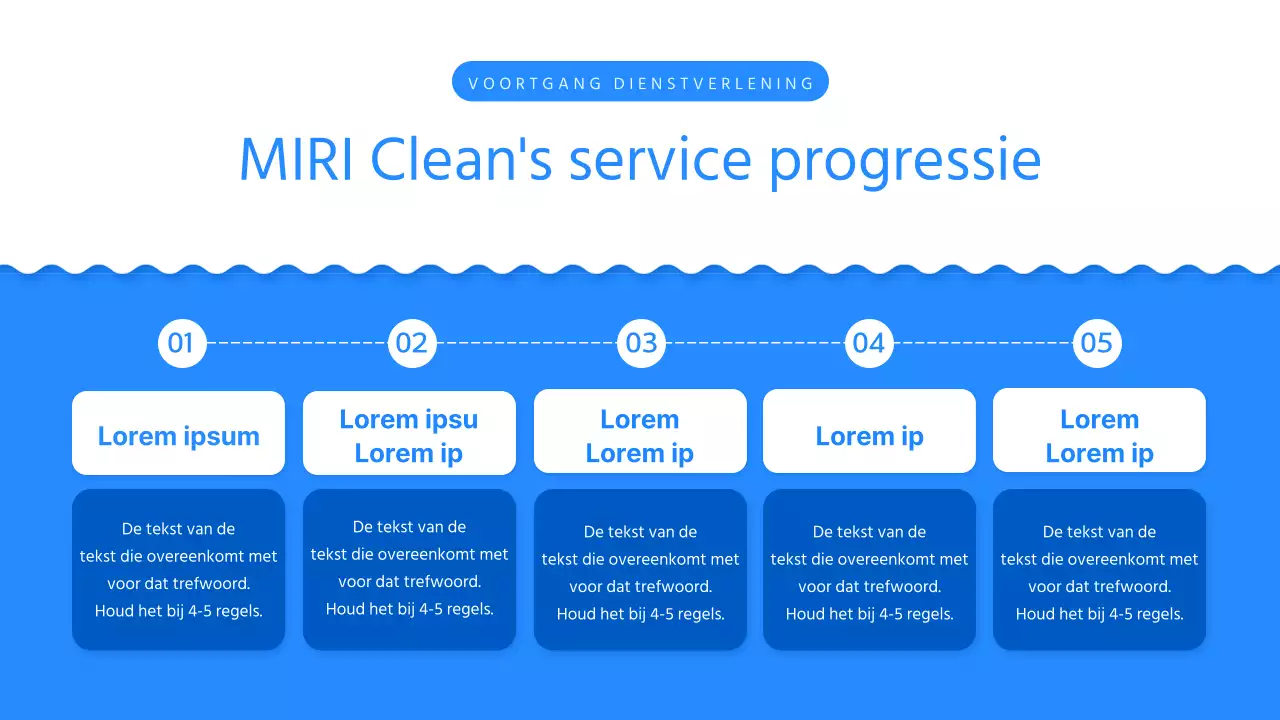 Een eenvoudige blauw-witte prospectus voor een schoonmaakbedrijf