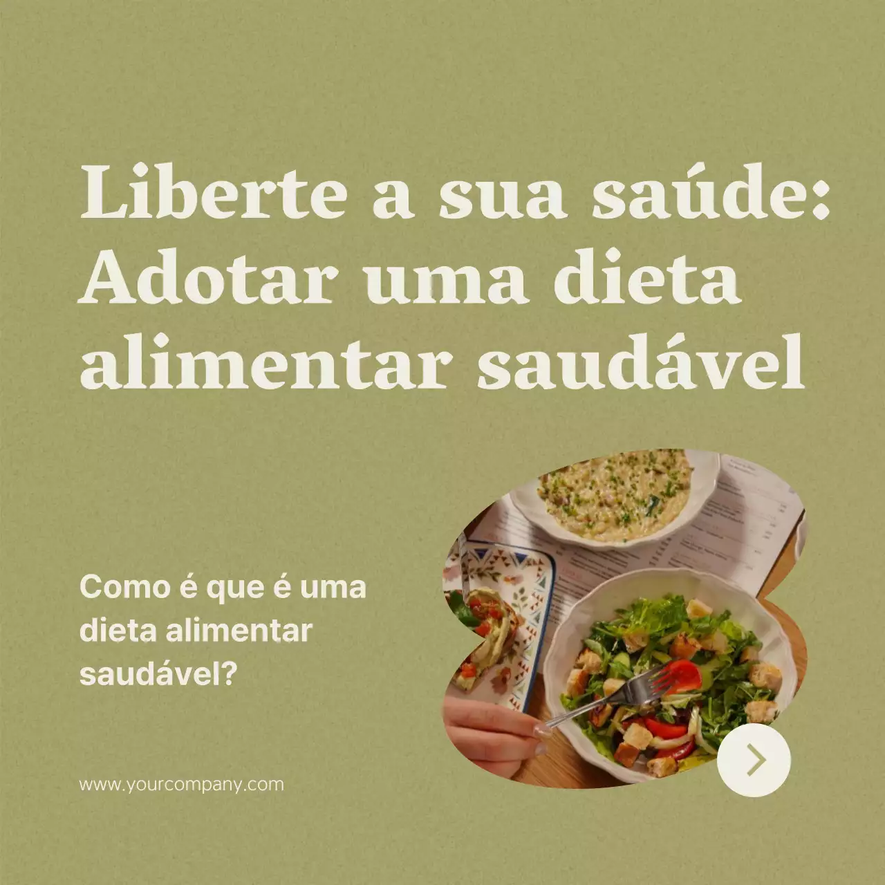 Dicas de alimentação saudável moderna verde e bege