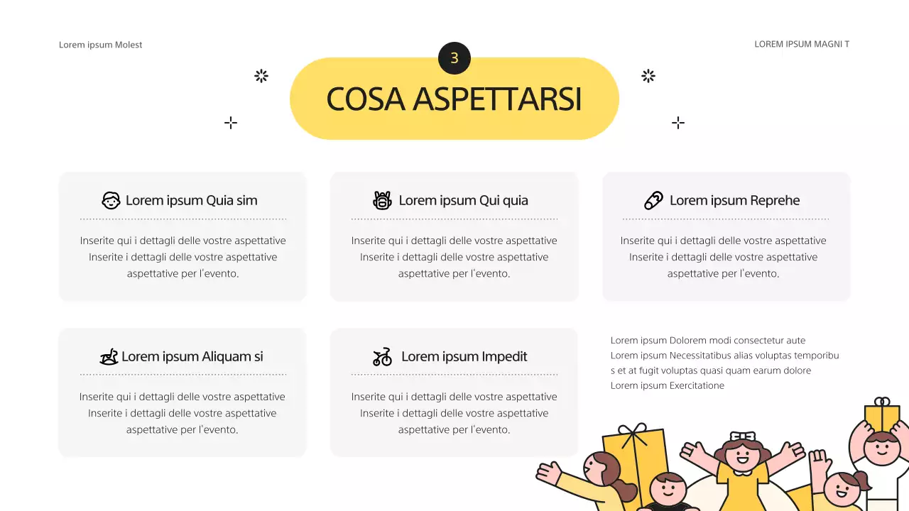 Proposta di sponsorizzazione di bambini gialli e grigi per la Fondazione Welfare