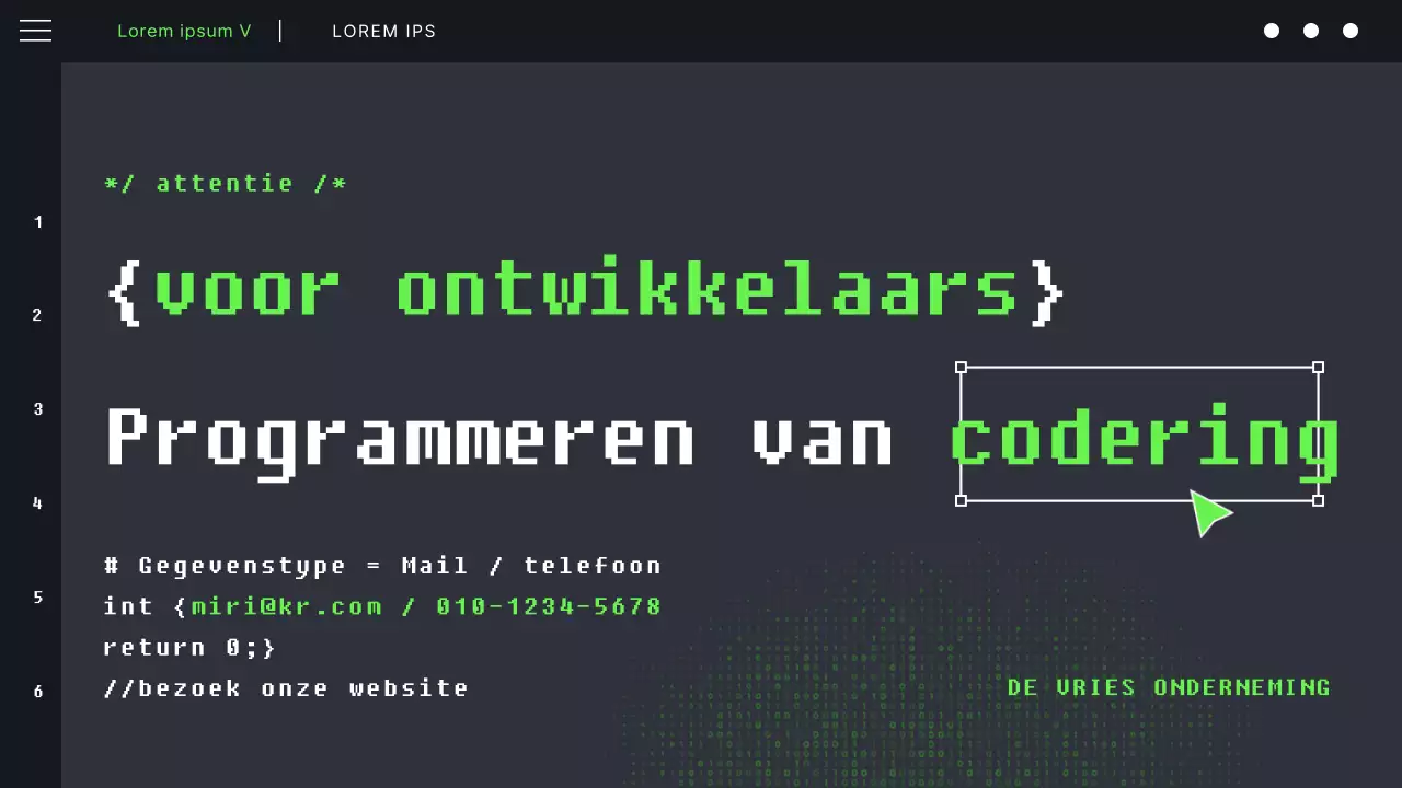 Black and Mint's Cyberpunk Ontwikkelaar Codeerprogramma Prospectus