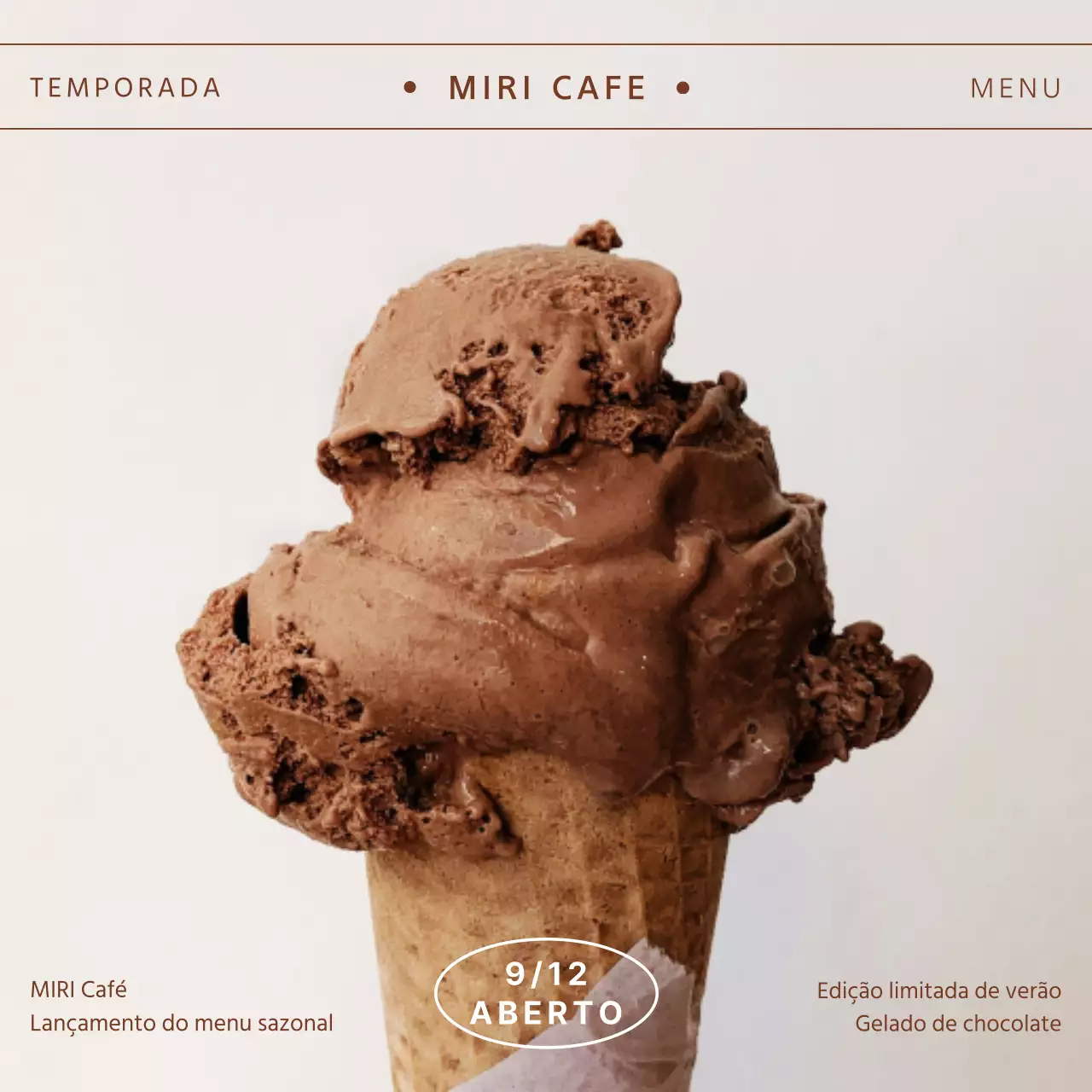 Promover o menu sazonal do seu café em castanho e branco