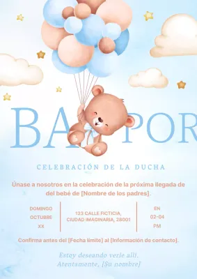 Invitación Baby Shower Fantasía Azul Cielo