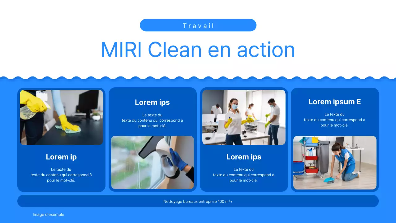 Un simple prospectus bleu et blanc pour une entreprise de nettoyage qui emménage