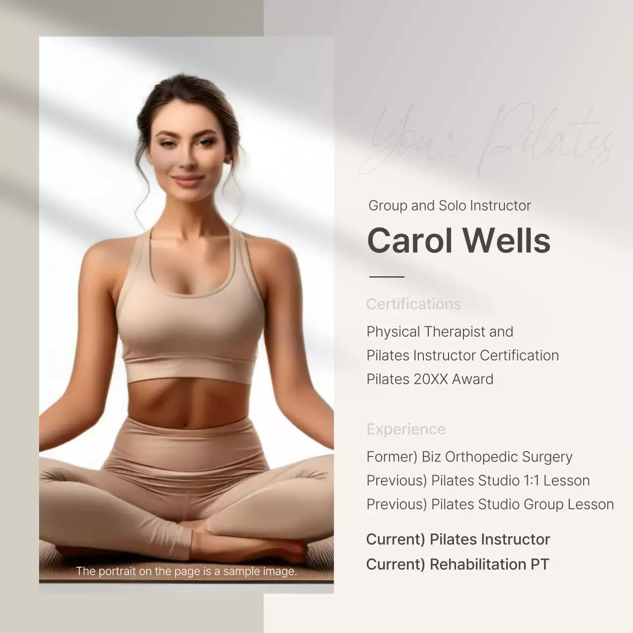 Beige Modern Fitness Resume Social Media Post